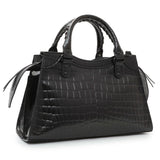 Balenciaga Black Crocodile Embossed Neo Classic Hardware S City Handbags Balenciaga