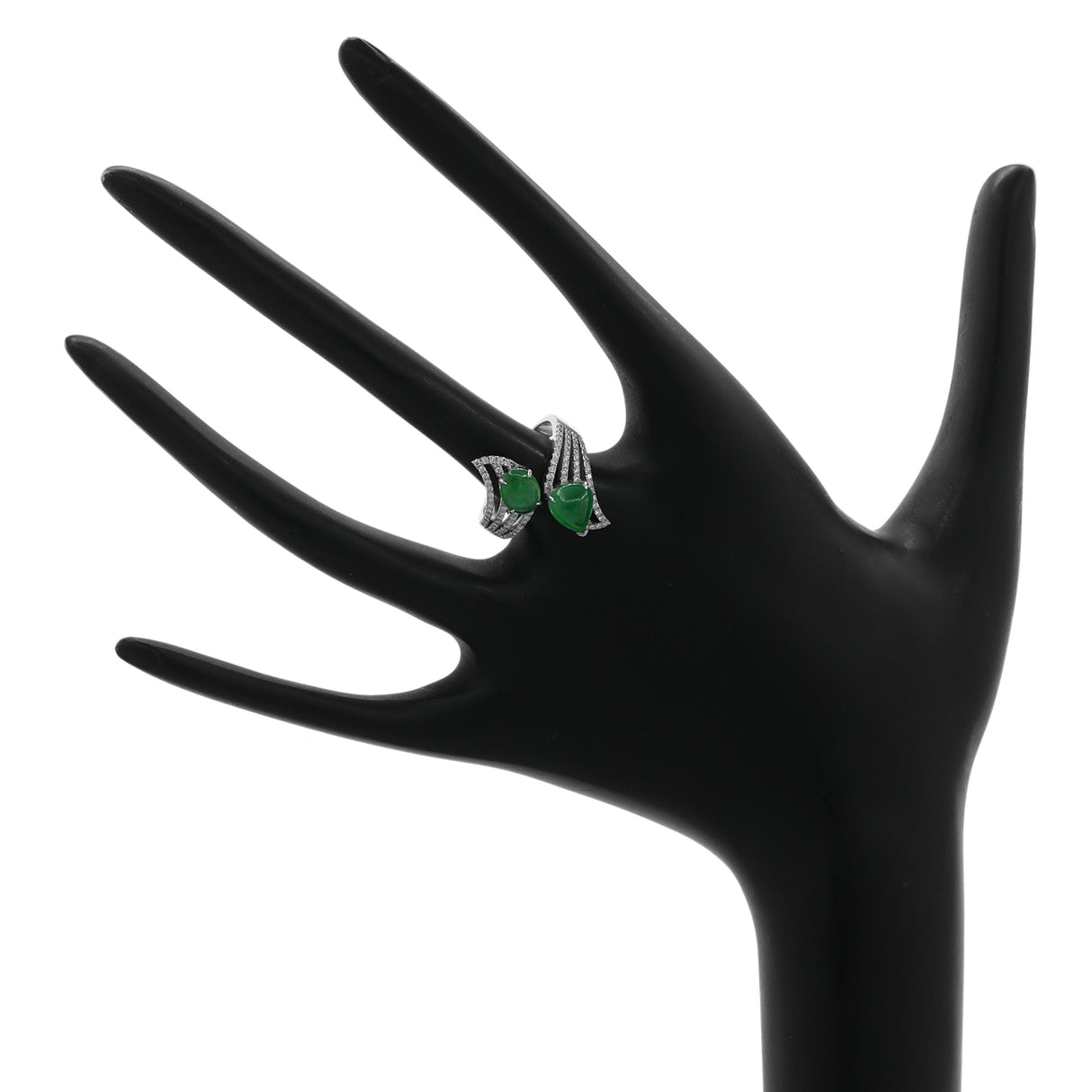 18K White Gold Cabochon Jadeite Coil Ring Fine Jewellery Modaselle