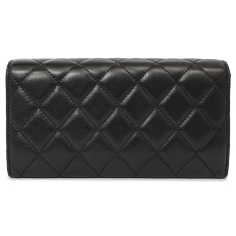 Chanel Black Quilted Lambskin Large Gusset Flap Wallet