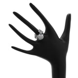 18K White Gold 14.1mm Tahitian Black Pearl Diamond Diamond Blossom Ring Fine Jewellery Modaselle