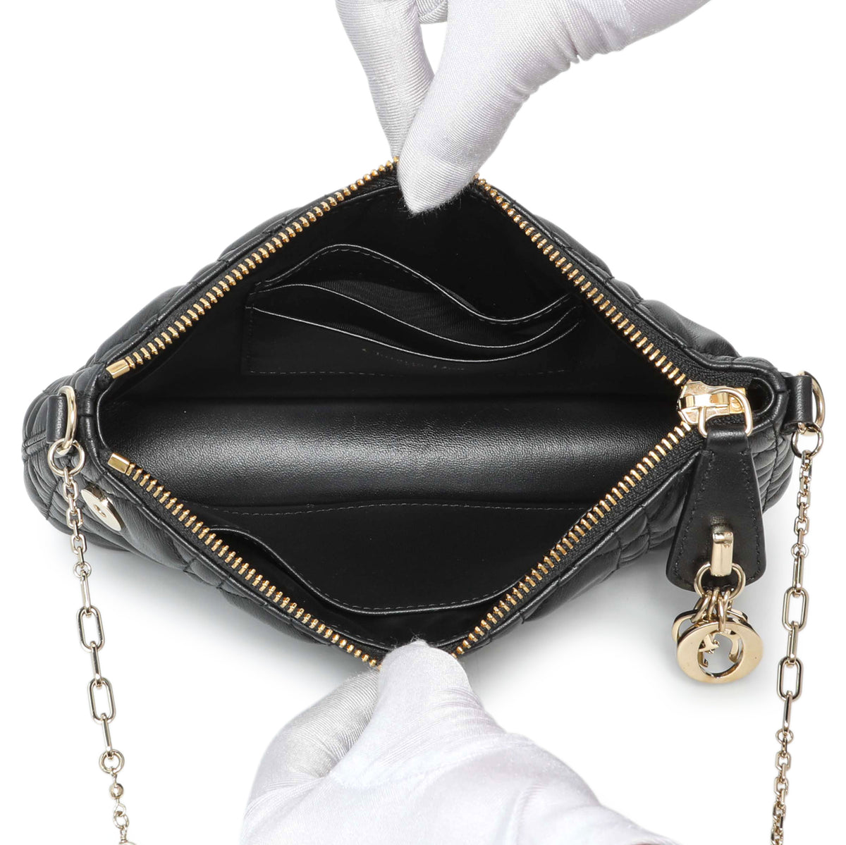 Christian Dior Black Lambskin Cannage Miss Dior Midi Mini Bag Handbags Christian Dior