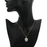 14K Yellow Gold 4.88 Carat Oval Cabochon Opal Diamond Pendant Fine Jewellery Modaselle