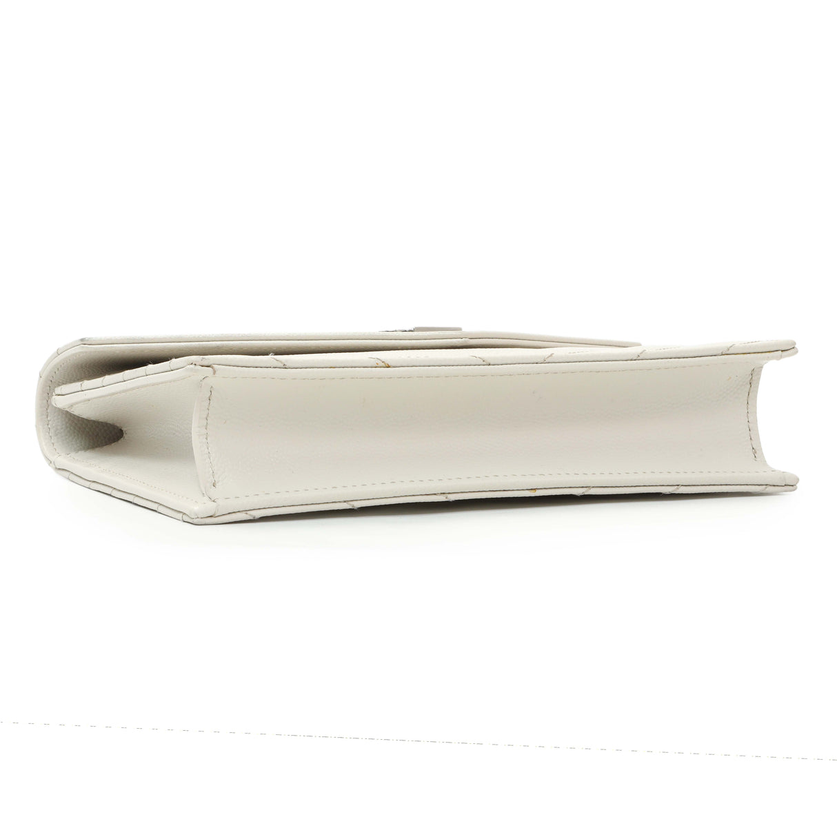 Saint Laurent White Grain De Poudre Matelasse Chevron Monogram Envelope Chain Wallet Handbags Saint Laurent