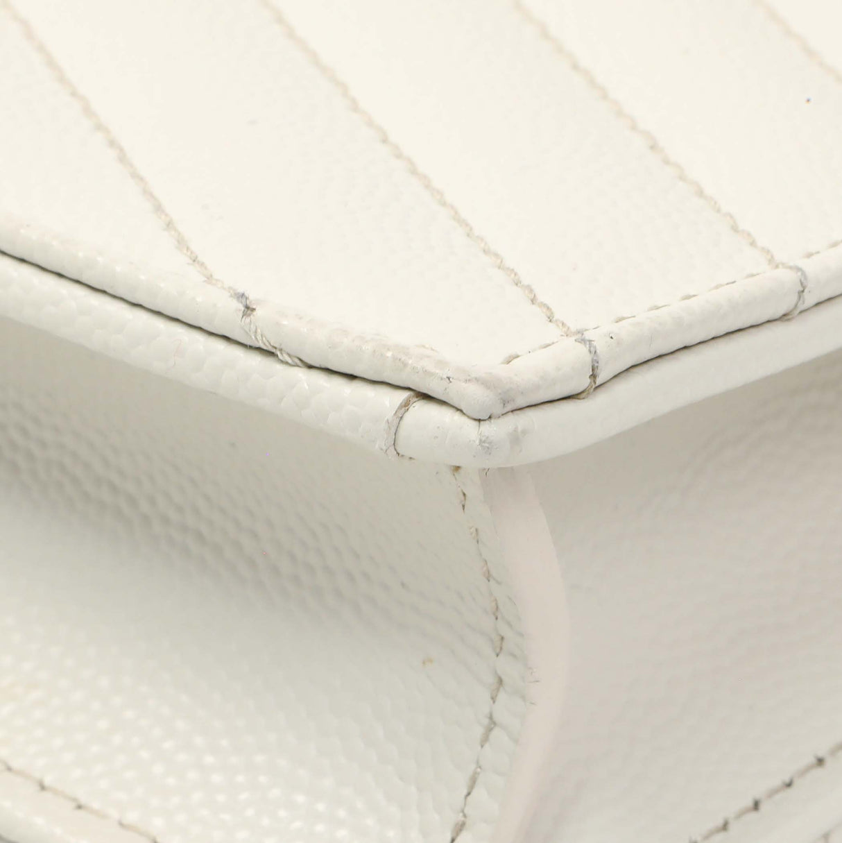 Saint Laurent White Grain De Poudre Matelasse Chevron Monogram Envelope Chain Wallet Handbags Saint Laurent