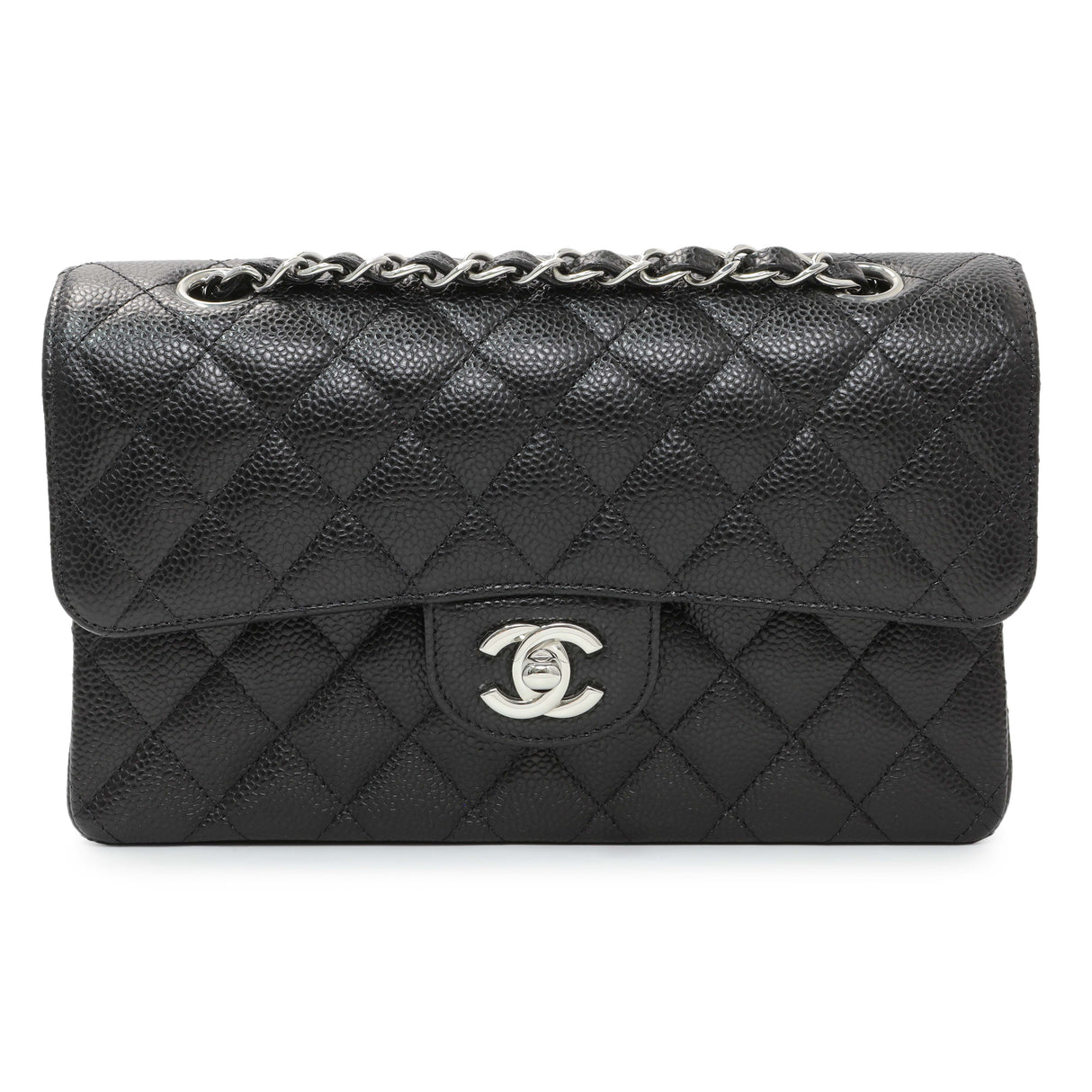 6 items Mon. July 6 ⬆️ Chanel Black Quilted Caviar Small Classic Double Flap Handbags Chanel