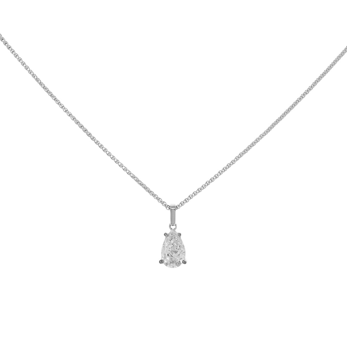 18K White Gold 0.76 Carat Pear Cut Diamond Solitaire Pendant