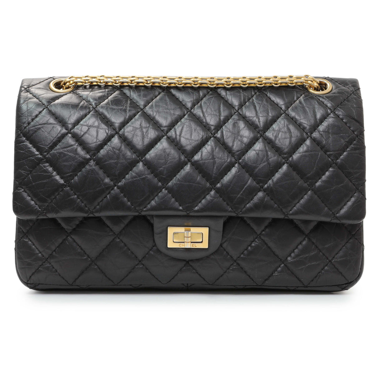 Chanel Black Quilted Aged Calfskin 2.55 Reissue 226 Flap Handbags Chanel