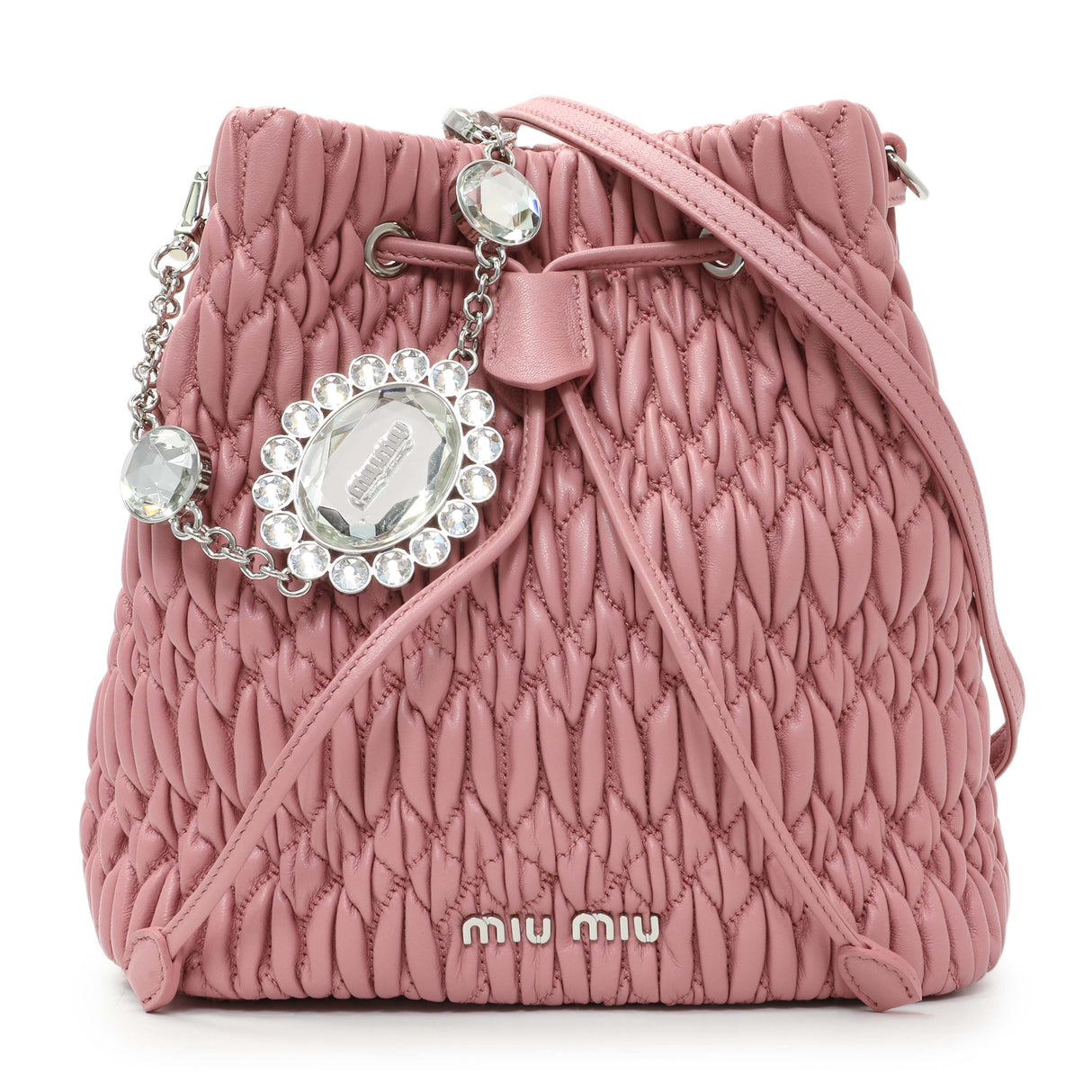 Miu Miu Pink Nappa Matelasse Bucket Bag Handbags Miu Miu