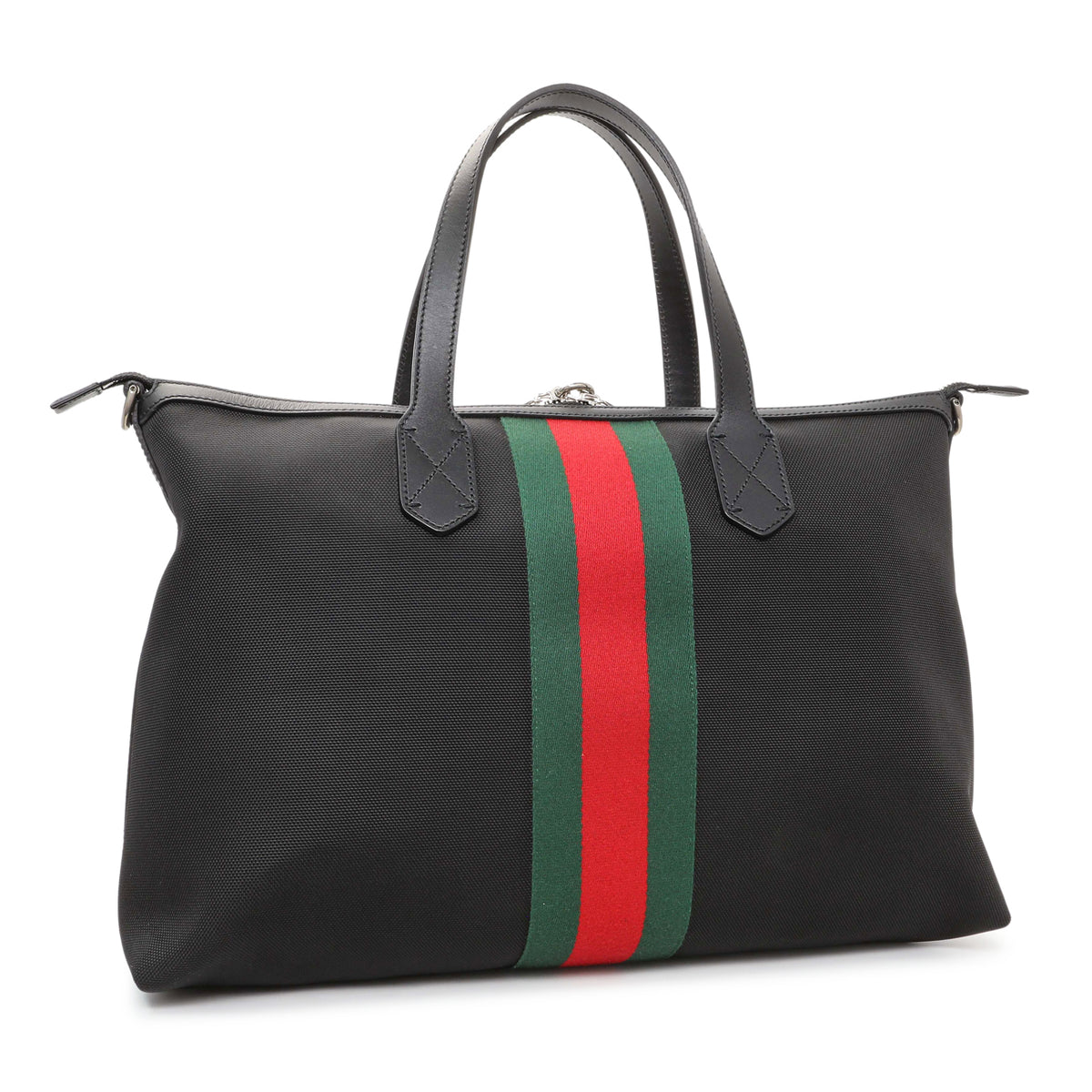 Gucci Black Techno Canvas Web Duffle Handbags Gucci