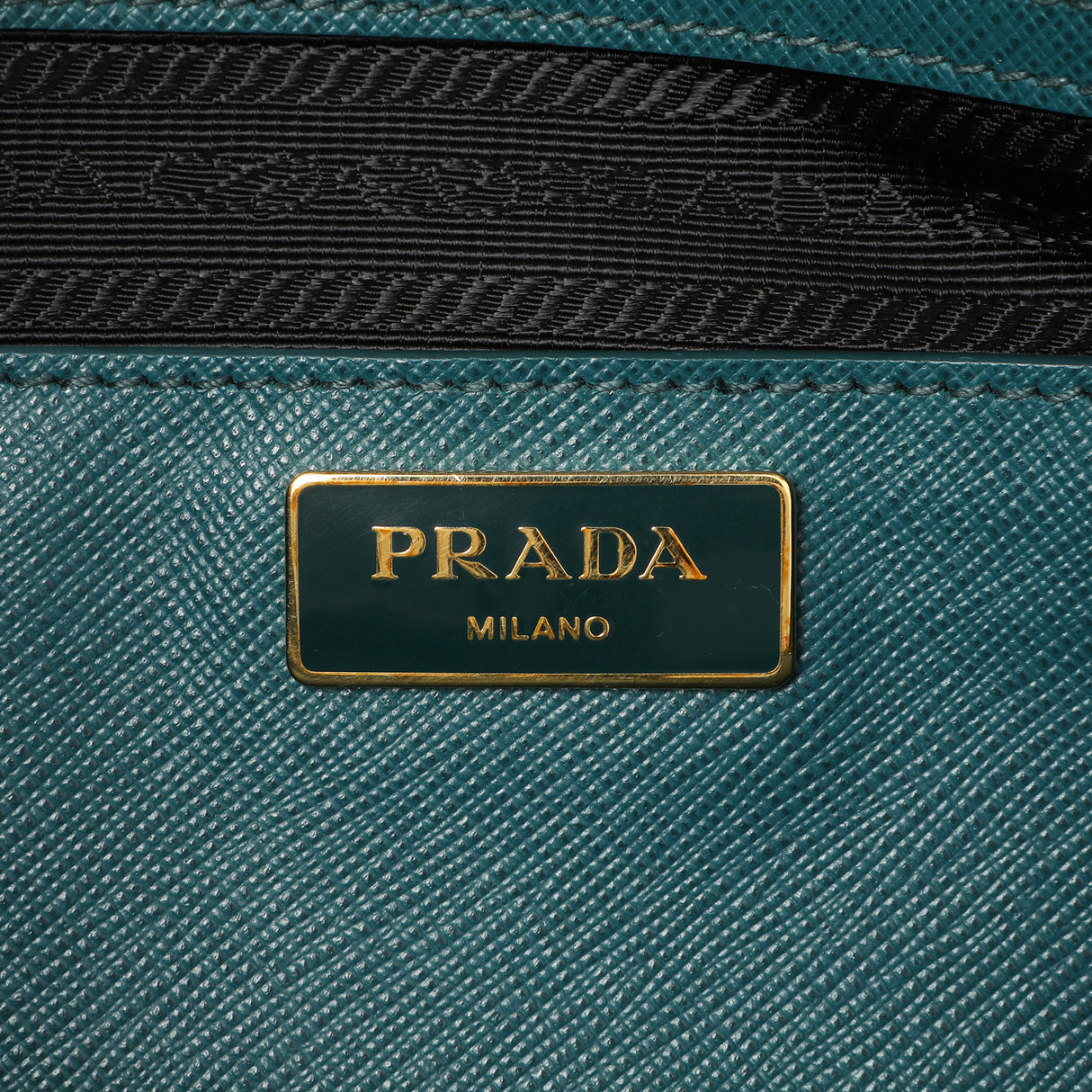 Prada Teal Saffiano Lux Galleria Front Pocket Tote