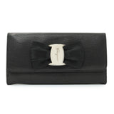 Salvatore Ferragamo Black Calfskin Vara Bow Wallet Accessories Salvatore Ferragamo