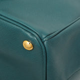 Prada Teal Saffiano Lux Galleria Front Pocket Tote