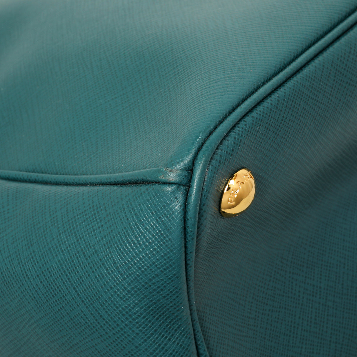 Prada Teal Saffiano Lux Galleria Front Pocket Tote