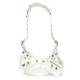 Balenciaga White Faux Patent Le Cagole Shoulder Bag XS