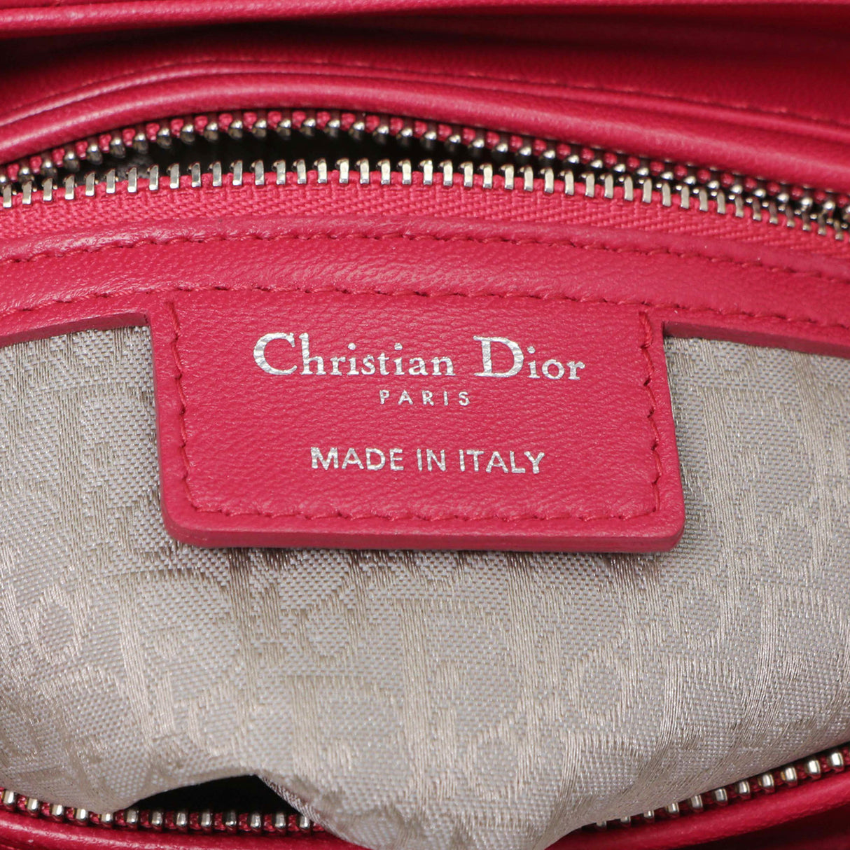 Christian Dior Fuchsia Lambskin Cannage Large Lady Dior