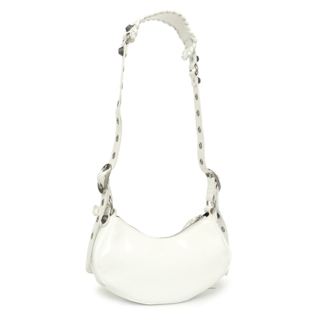 Balenciaga White Faux Patent Le Cagole Shoulder Bag XS