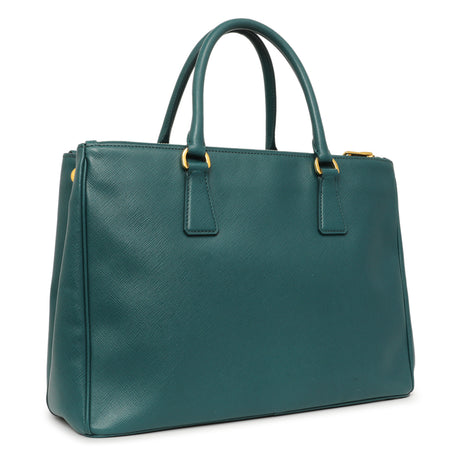 Prada Teal Saffiano Lux Galleria Front Pocket Tote