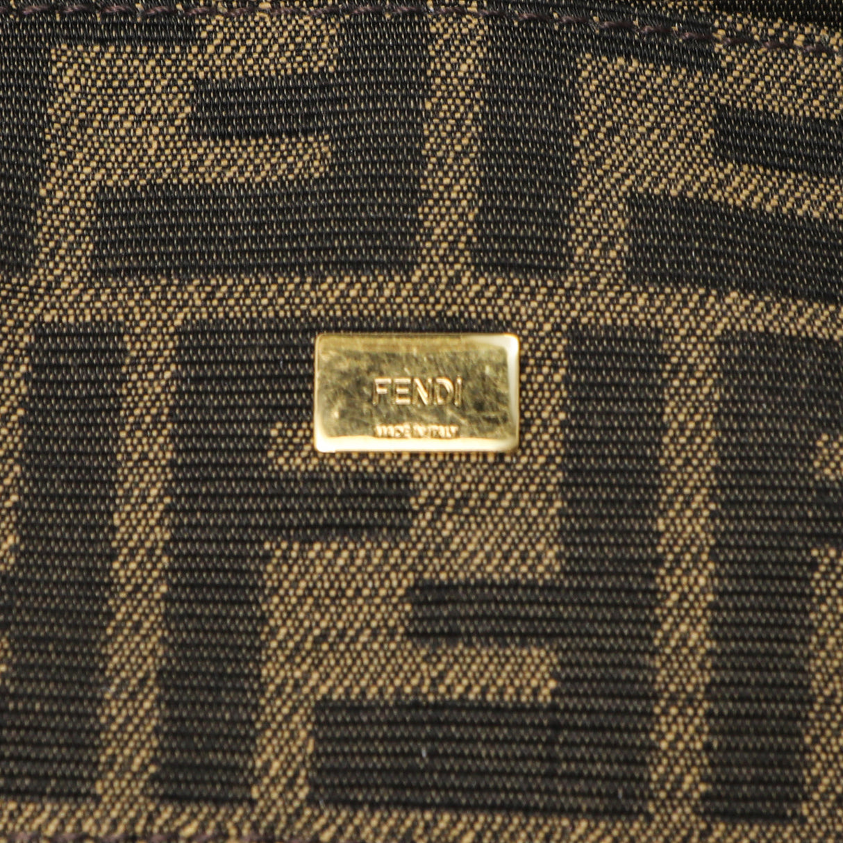 Fendi Tobacco Jacquard Fabric FF 1974 Mini Baguette