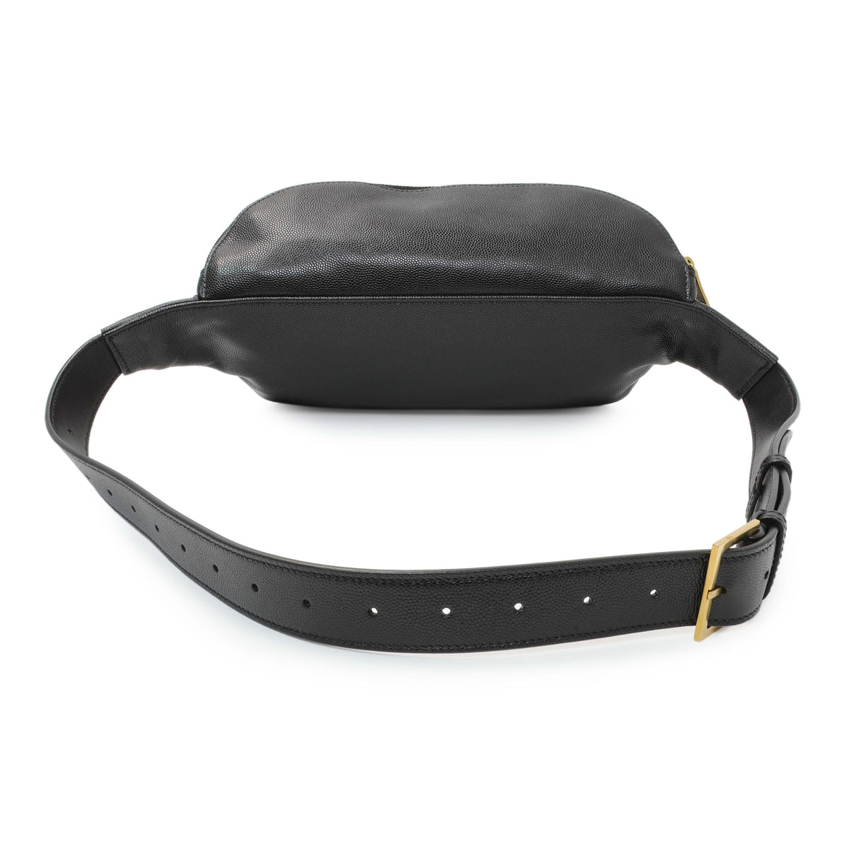 Saint Laurent Black Grain De Poudre Monogram Belt Bag