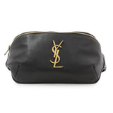 Saint Laurent Black Grain De Poudre Monogram Belt Bag