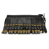 Prada Black Nappa Studded Fringe Wristlet Clutch