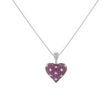 14K White Gold Le Vian Pink Sapphire & Diamond Heart Pendant Fine Jewellery Modaselle