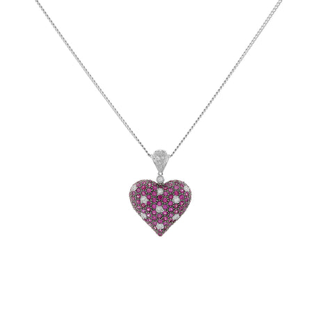 14K White Gold Le Vian Pink Sapphire & Diamond Heart Pendant Fine Jewellery Modaselle