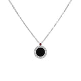 Bulgari Sterling Silver Onyx Ruby Save the Children Pendant Necklace Designer Jewellery Bulgari