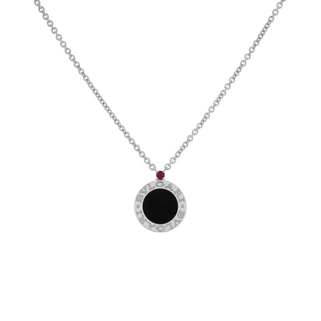 Bulgari Sterling Silver Onyx Ruby Save the Children Pendant Necklace Designer Jewellery Bulgari