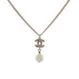 Chanel Pearl Crystal CC Drop Pendant Necklace Designer Jewellery Chanel