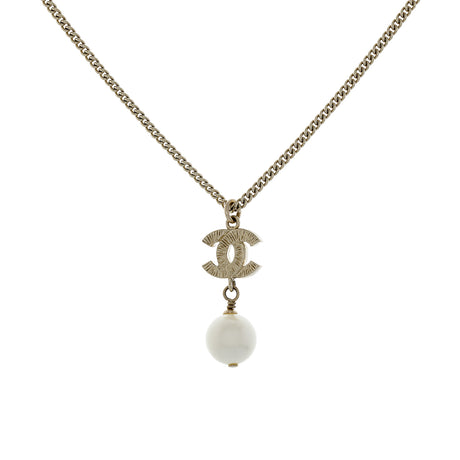 Chanel Pearl Crystal CC Drop Pendant Necklace Designer Jewellery Chanel