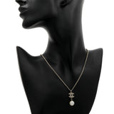Chanel Pearl Crystal CC Drop Pendant Necklace Designer Jewellery Chanel