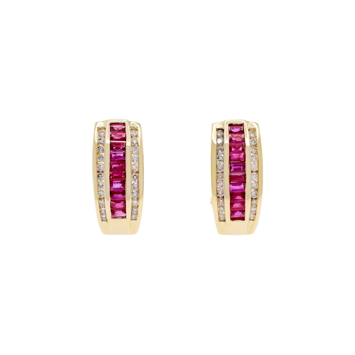 14K Yellow Gold 1.88 Carat Ruby & Diamond Earrings Fine Jewellery Modaselle