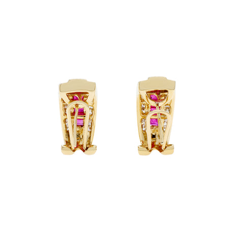 14K Yellow Gold 1.88 Carat Ruby & Diamond Earrings Fine Jewellery Modaselle