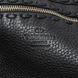 Valentino Black Grained Calfskin C-Rockee Fringe Tote Handbags Valentino