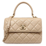 Chanel Beige Quilted Lambskin Small Trendy CC Flap Handle Bag