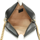 Gucci Black Calfskin Matelasse Small GG Marmont Chain Shoulder Bag Handbags Gucci