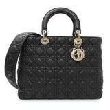 Christian Dior Black Grained Calfskin Cannage Large Supple Lady Dior Bag Handbags Christian Dior