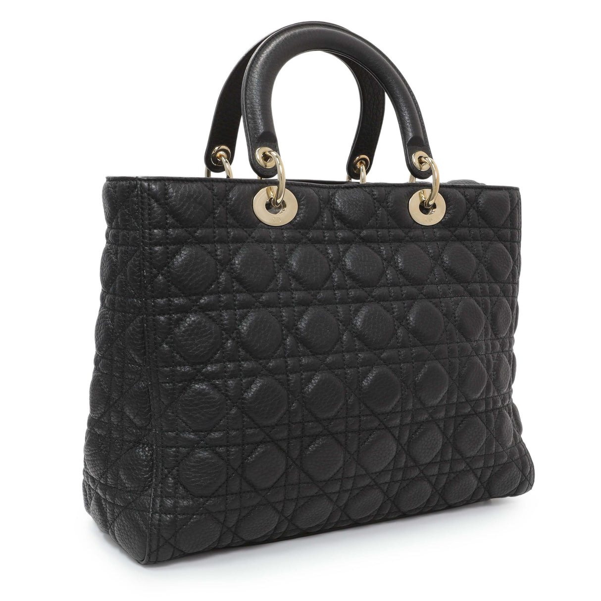 Christian Dior Black Grained Calfskin Cannage Large Supple Lady Dior Bag Handbags Christian Dior