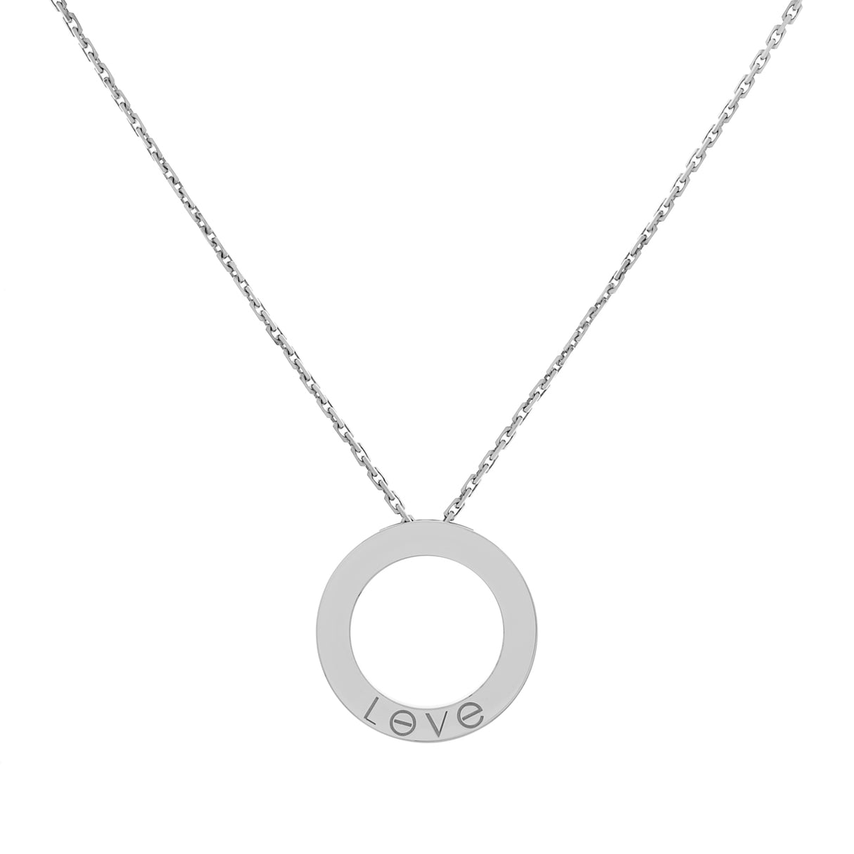 Cartier 18K White Gold 3 Diamond Love Necklace