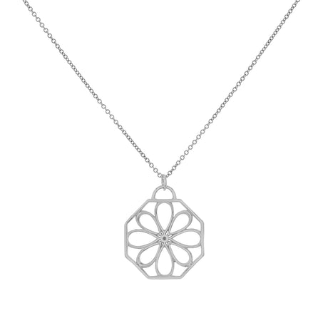 Tiffany & Co. 18K White Gold Diamond Floral Pendant Necklace