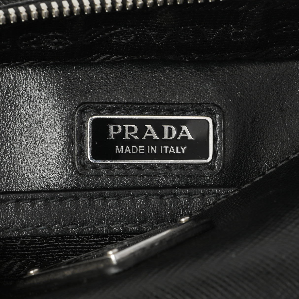 Prada Black Brique Saffiano Travel Sling Bag