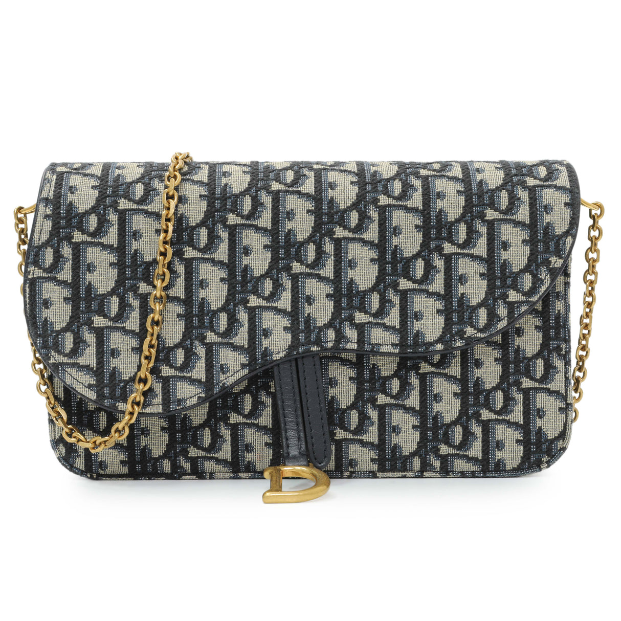 Christian Dior Oblique Saddle Pouch with Chain Handbags Christian Dior