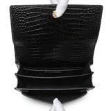 Saint Laurent Black Crocodile Embossed Calfskin Medium Monogram Sunset Handbags Saint Laurent