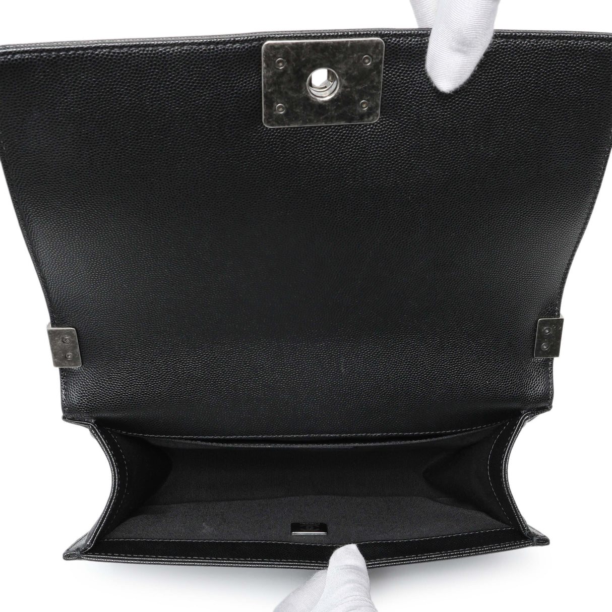 Chanel Black Quilted Caviar Medium Boy Flap Handbags Chanel