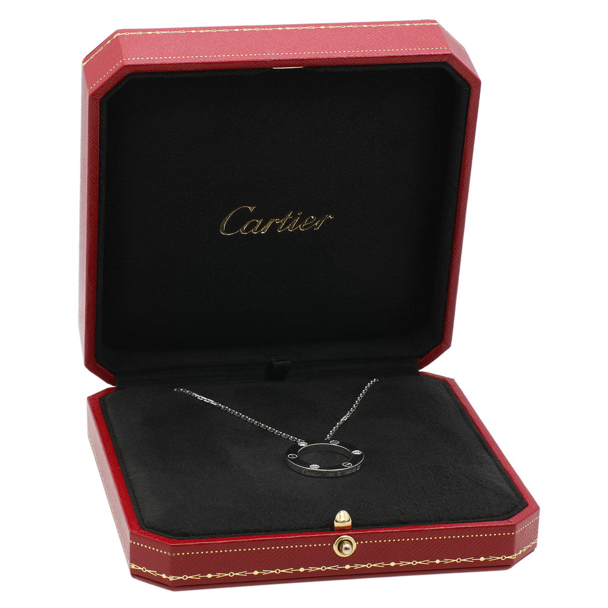 Cartier 18K White Gold 3 Diamond Love Necklace