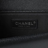 Chanel Black Quilted Caviar Medium Boy Flap Handbags Chanel