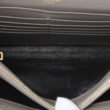 Saint Laurent Grey Grain De Poudre Matelasse Chevron Monogram Chain Wallet