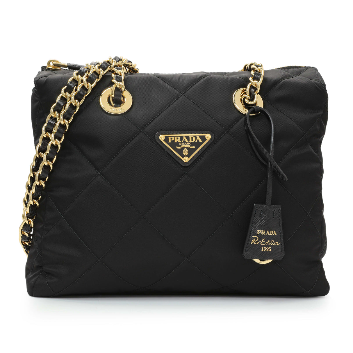 Prada Black Re-Nylon Saffiano Stitched Re-Edition 1995 Shoulder Bag Handbags Prada