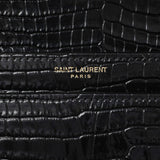 Saint Laurent Black Crocodile Embossed Calfskin Medium Monogram Sunset Handbags Saint Laurent